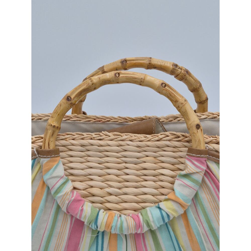 John Romaine Woven Straw Ratan Basket Handbag Purse Cottage HB001 - Picture 2 of 5